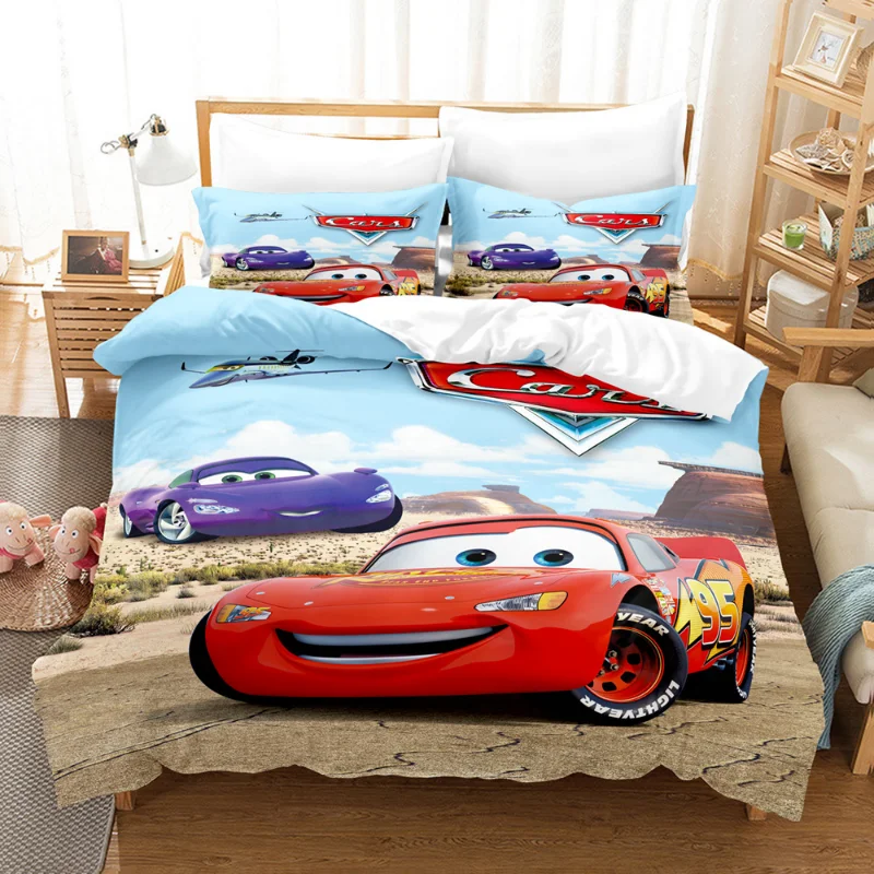 thumbnail image 1 of Disney Pixar Cars-Juego de ropa de cama, funda de edredón de dibujos animados de Anime, funda de almohada, decoración de cama, funda de edredón para dormitorio, traje de cama, regalo para niños, 1 of 5