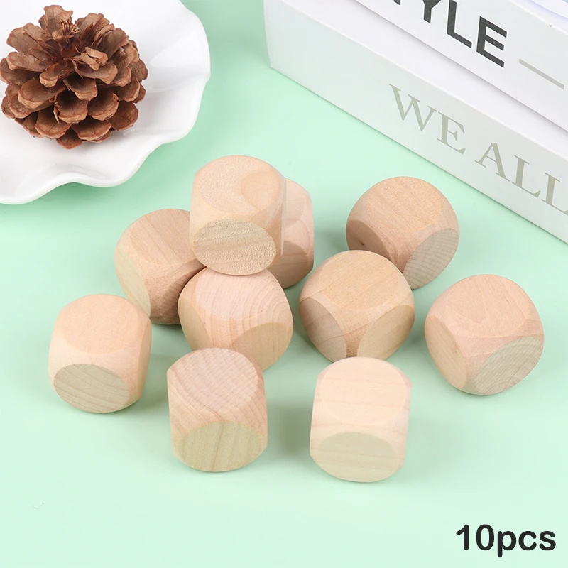 

10Pcs 30mm Blank Wood Dice Kid Toys Printing Engraving Write Painting DIY Family Game For Custom Letter Blocks Numbers