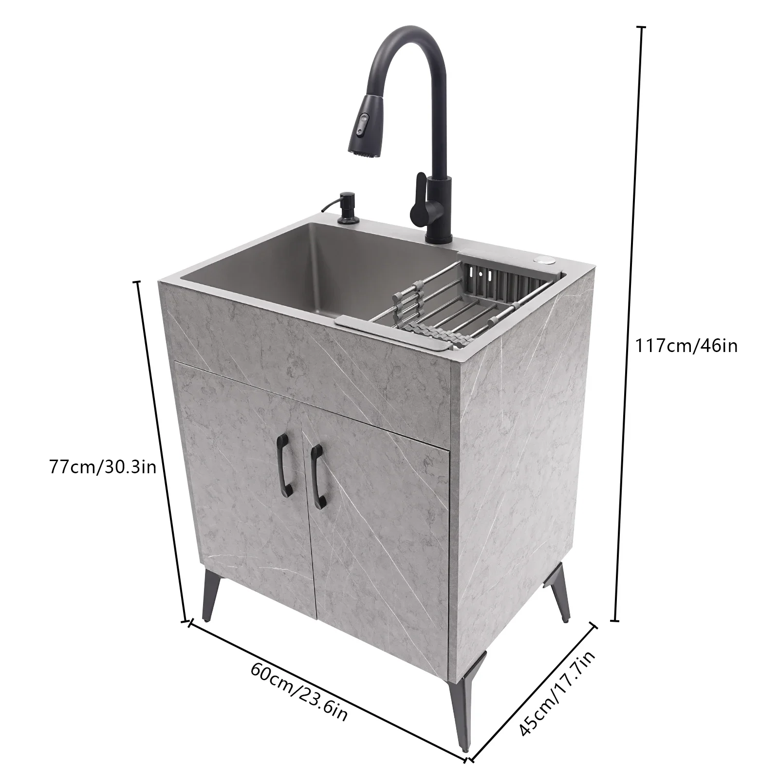 Stainless steel Kitchen sink Laundry Sink W/ Cabinet and Faucet alloy Cabinet for Laundry Utility Room Laundry Tub 4