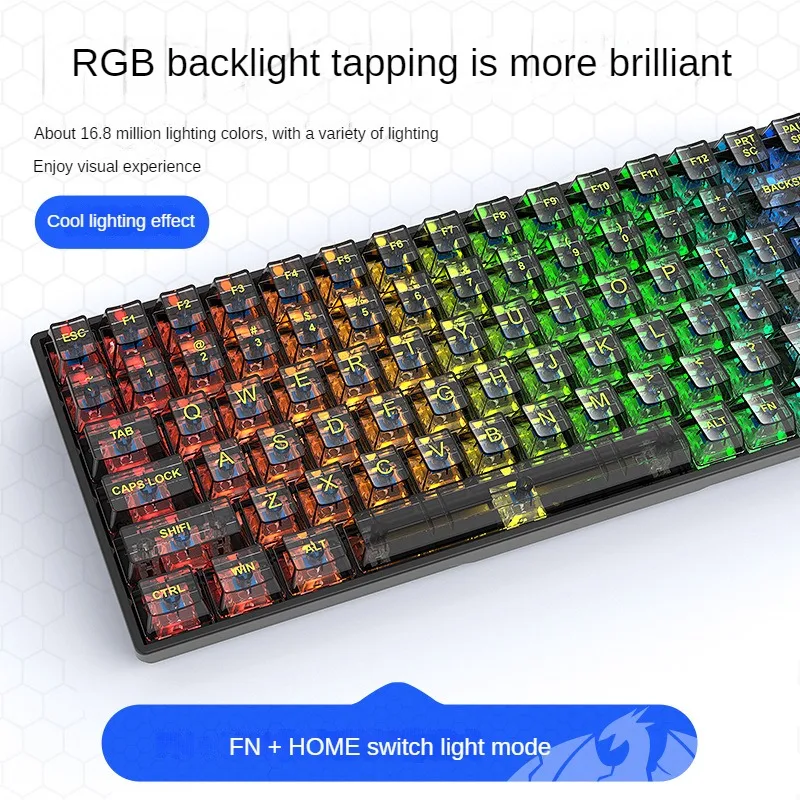 

K840 Transparent Mechanical Keyboard Hot Swappable Customized Luminous Office Game Esports Wired Mechanical Keyboard