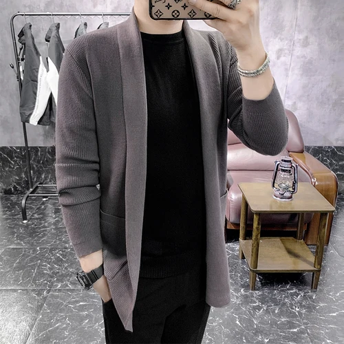 Nueva chaqueta tipo suéter de lana extra larga de alta calidad, nueva chaqueta tipo suéter de punto tipo cárdigan