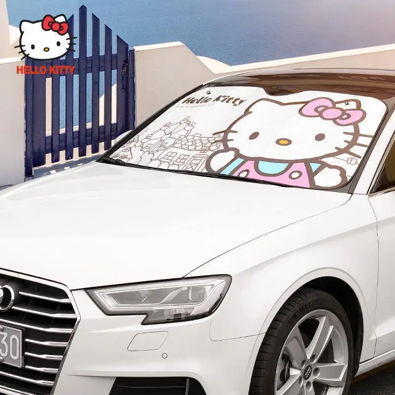 kawaii Anime Cartoon KT Car Sunshade UV Protection Car Curtains Sun Shield Cover Protector Window Film Cover