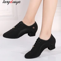 Latin Ballroom Dance Shoes for Women Lace-up Practice Closed Toe Modern Salsa Dance Teaching Performance Dancing Shoes Sneakers 2