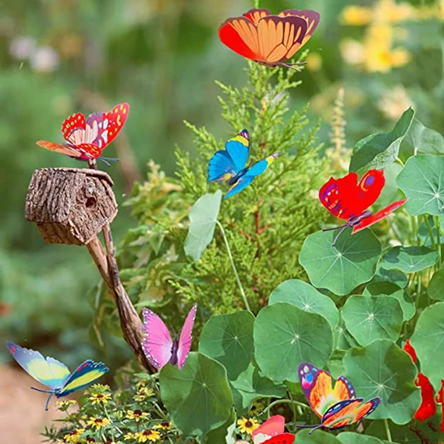 100Db Otthoni Pillangók Kerti Dekoráció, Amely Alkalmas Kültéri Udvarra Pázsitparti Diy Tündér Dekorációs Eszközök - Image 3