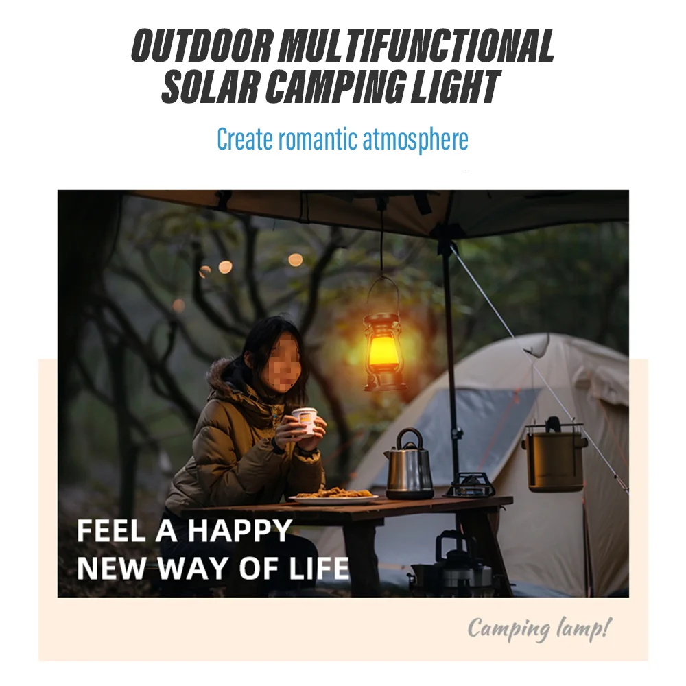 Solar Multifunctional Camping Light 3 Lighting Modes Infinitely Dimmable Polycrystalline Solar Panel Outdoor Use camping light portable lanterns camping lamp camping lantern
