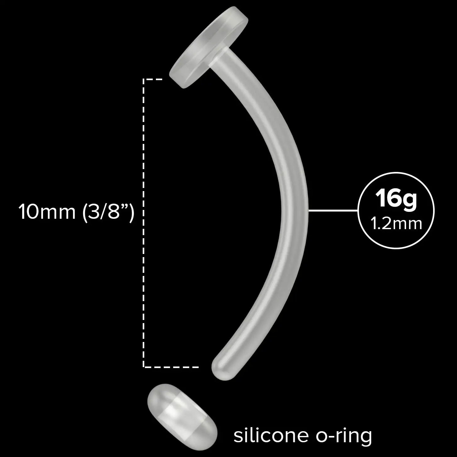 16G Lip Labret Retainer Bauchpiercing Retainer Knorpel Flexibel Klar BioFlex Gebogene Langhantel Bioplast Schmuck Schlafchirurgie – Detail 4