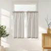 JINCHAN 2 Panels Linen Kitchen Curtains Japanese Striped Short Cover Curtains Rod Pocket Home Interior Shade Window Drapes Cafe 3
