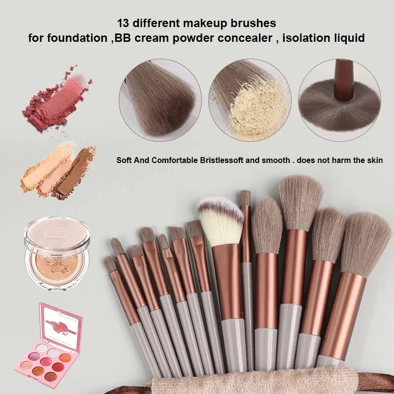 Makeup Brush Set 13Pcs Professional Soft Fluffy For Foundation Blush Powder Eyeshadow Kabuki Blending