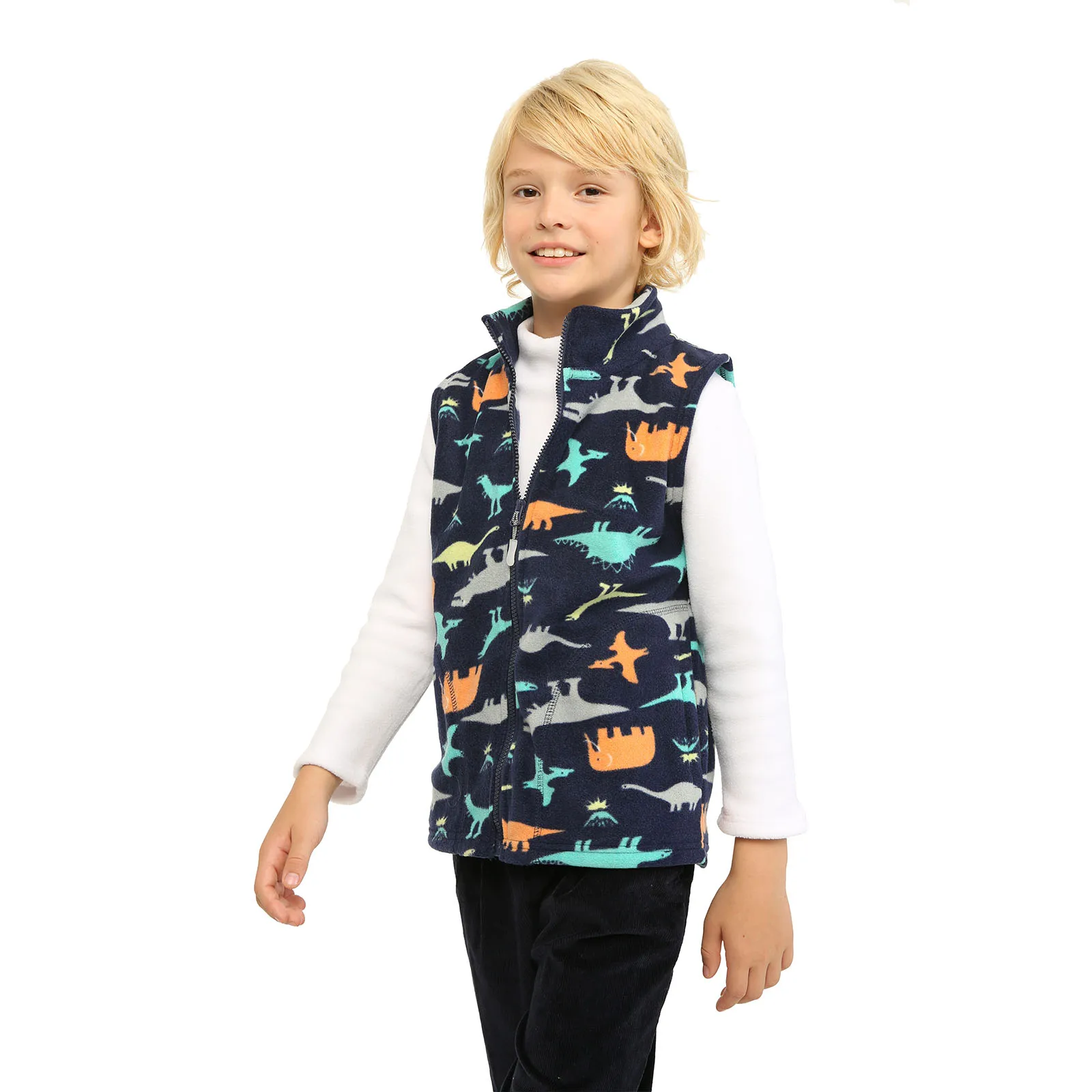 Mudkingdom Kids Vest Jackets Autumn Winter Fleece Children Outerwear Coats Lightweight Casual Cute Polka Dots Pattern Boys Girls