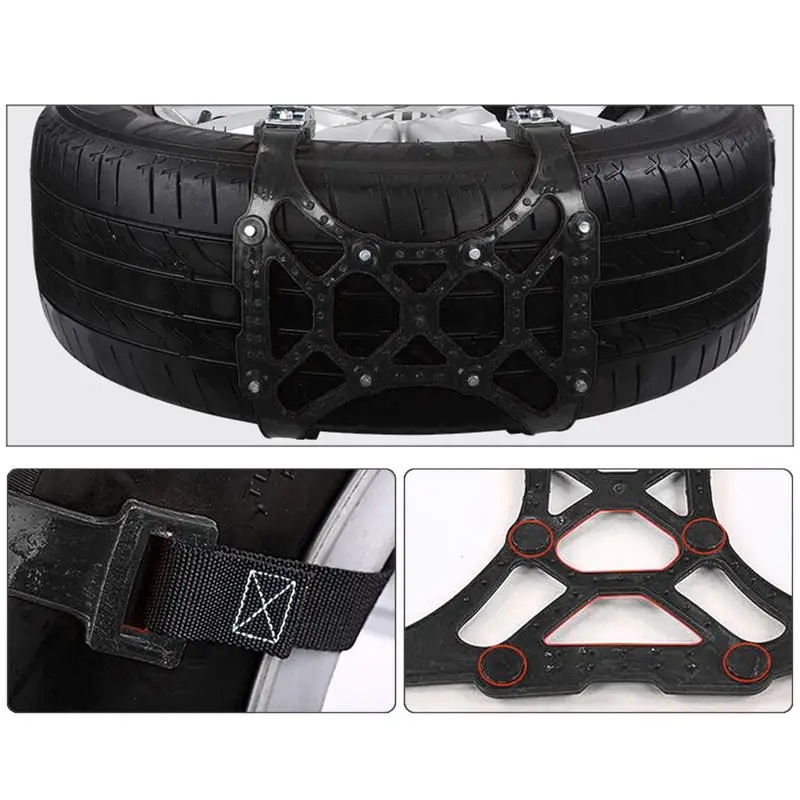 

Durable Snow Chains Winter Emergency Traction Aid For Car Tires Anti-Skid Tyre Cable Ties For Outdoor Auto Safety In Snowy