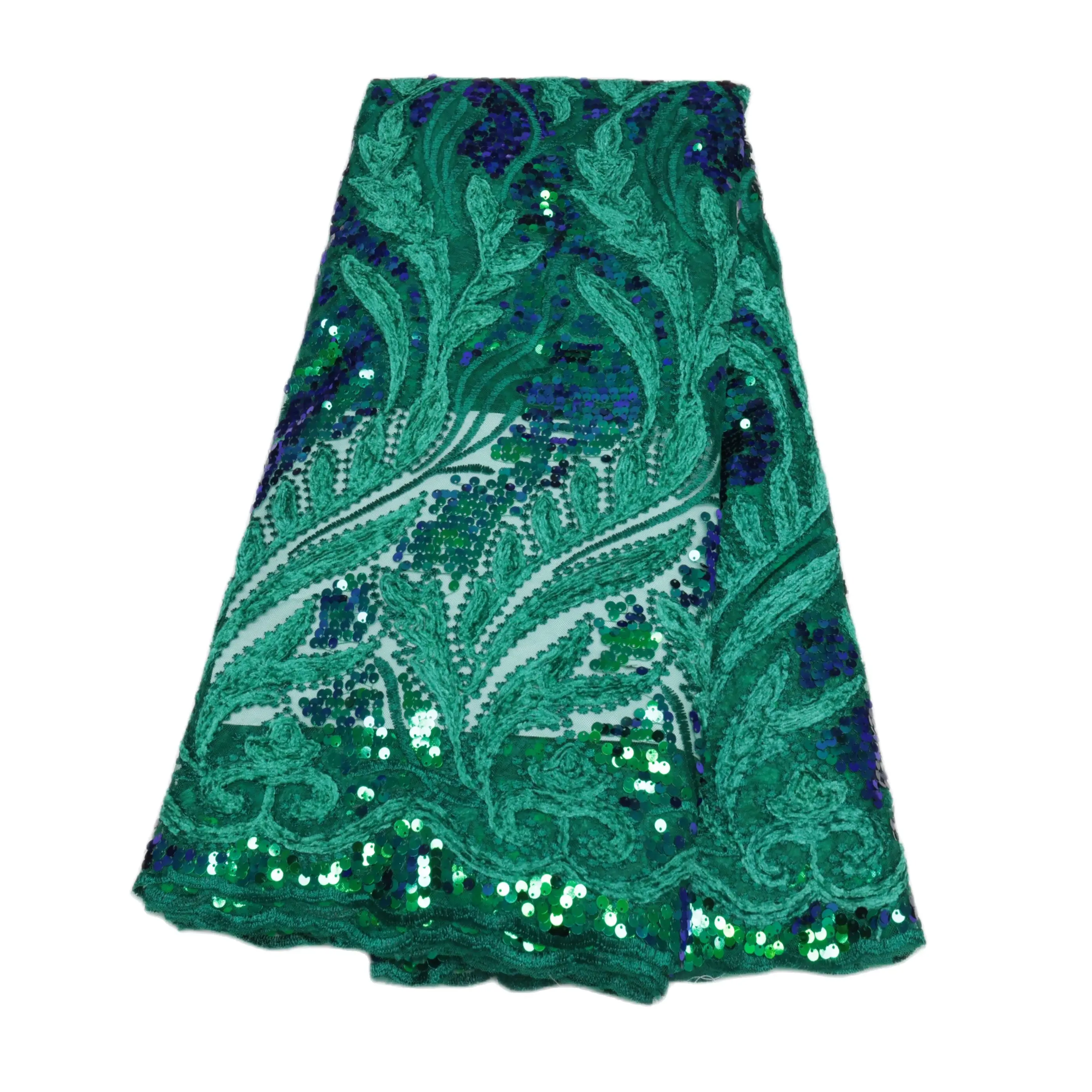 Зеленая африканская Тюлевая кружевная ткань, новинка 2023, французская сетчатая кружевная ткань с блестками для шитья, нигерийское свадебное платье Birdal, 5 ярдов