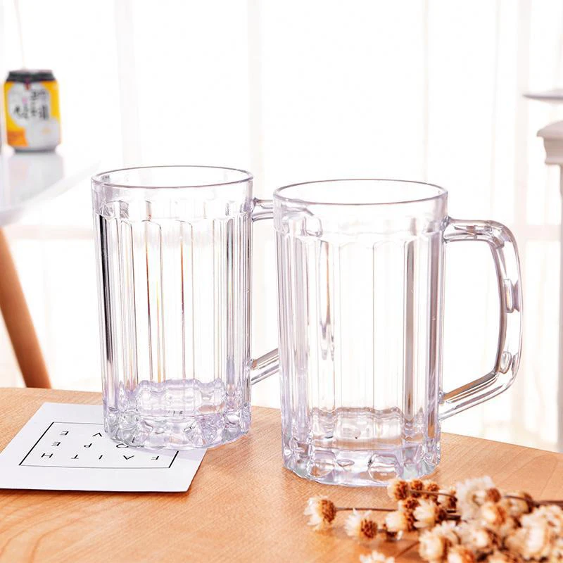 Coffee Cup 500ML Transparent Beer Mug Acrylic Plastic Unbreakable Milk Coffee Juice Water Cup Barware Drinkware for Home Party Bar Karaoke