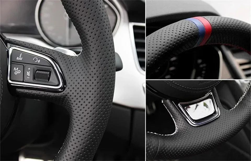 Benutzerdefinierte Auto Lenkrad Abdeckung Wildleder Leder Für Audi S3 A5 A7 RS7 S7 SQ5 S6 S5 RS5 S4 RS Lenkrad geflecht Auto Zubehör – Detail 11