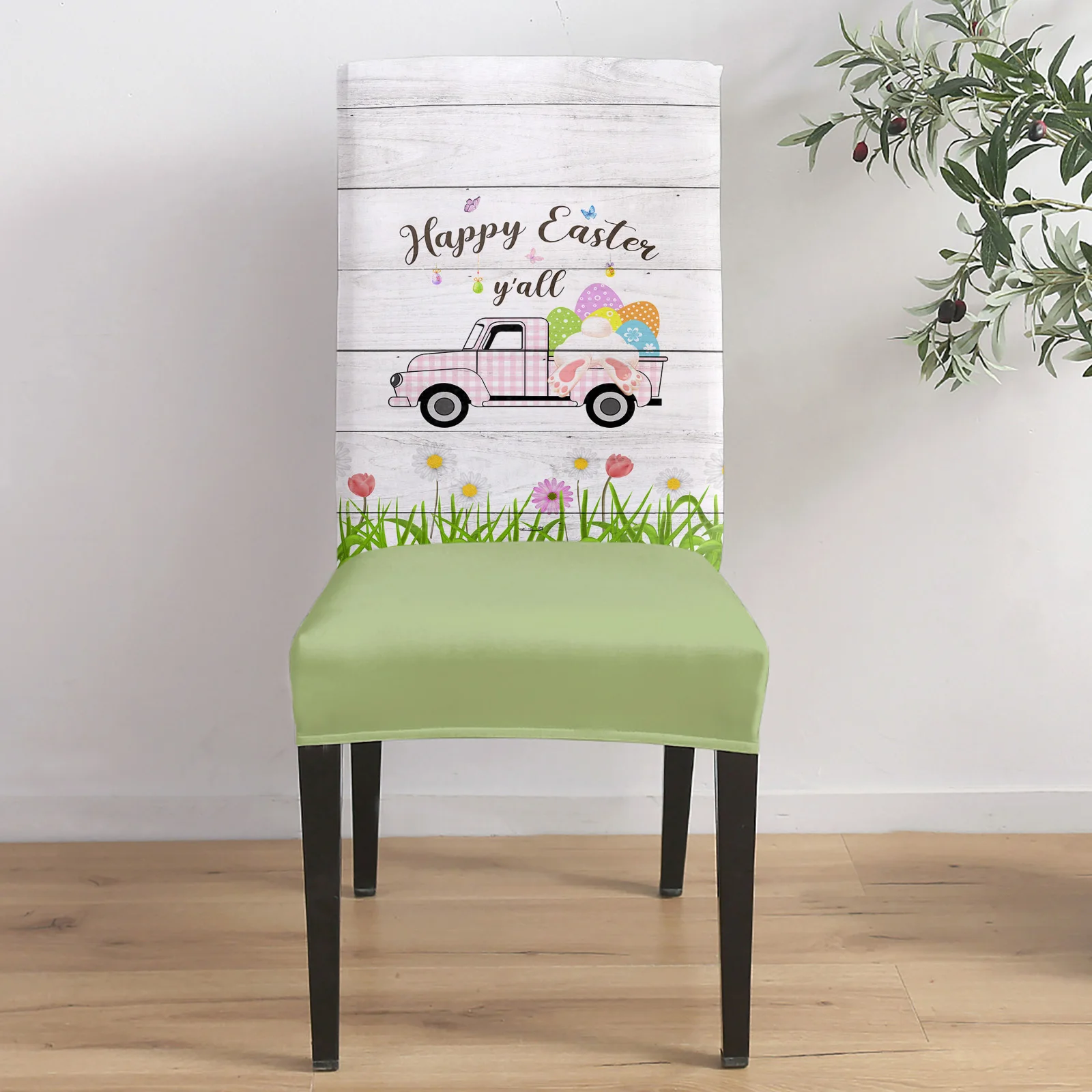 Easter Pink Car Easter Texture Wood Grain Chair Cover Dining Spandex Stretch Seat Covers Home Office Decor Desk Chair Case Set