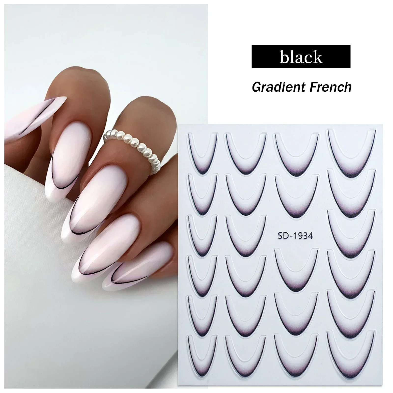 Nail Stickers Nail Art Tools Gradient Color Line Design French Manicure Self-adhesive Tips Guides 12Colors