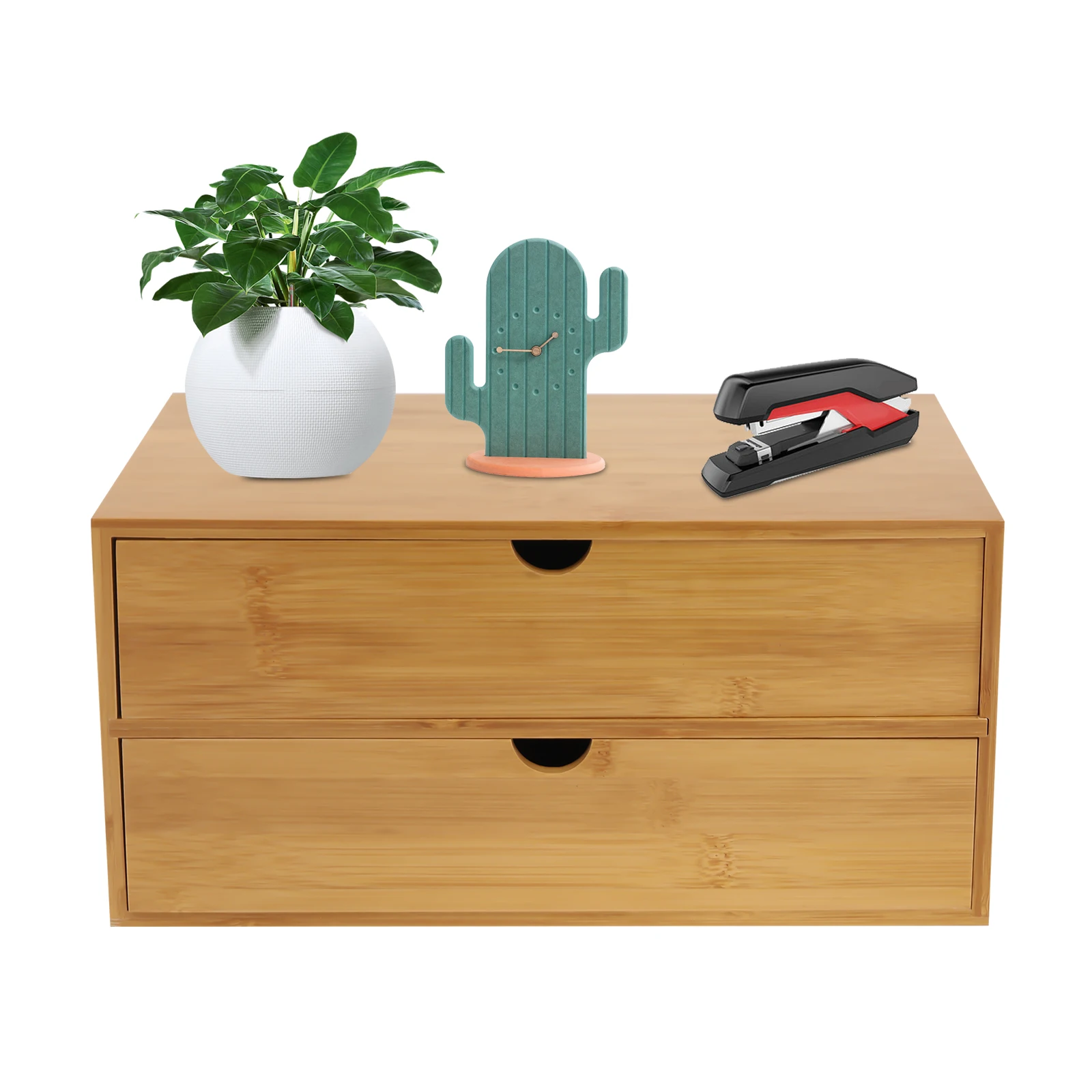 Office Minimalist Mini Bamboo Drawer Style Desktop Storage Box, Home Cosmetics Storage Box, No Assembly Required 4