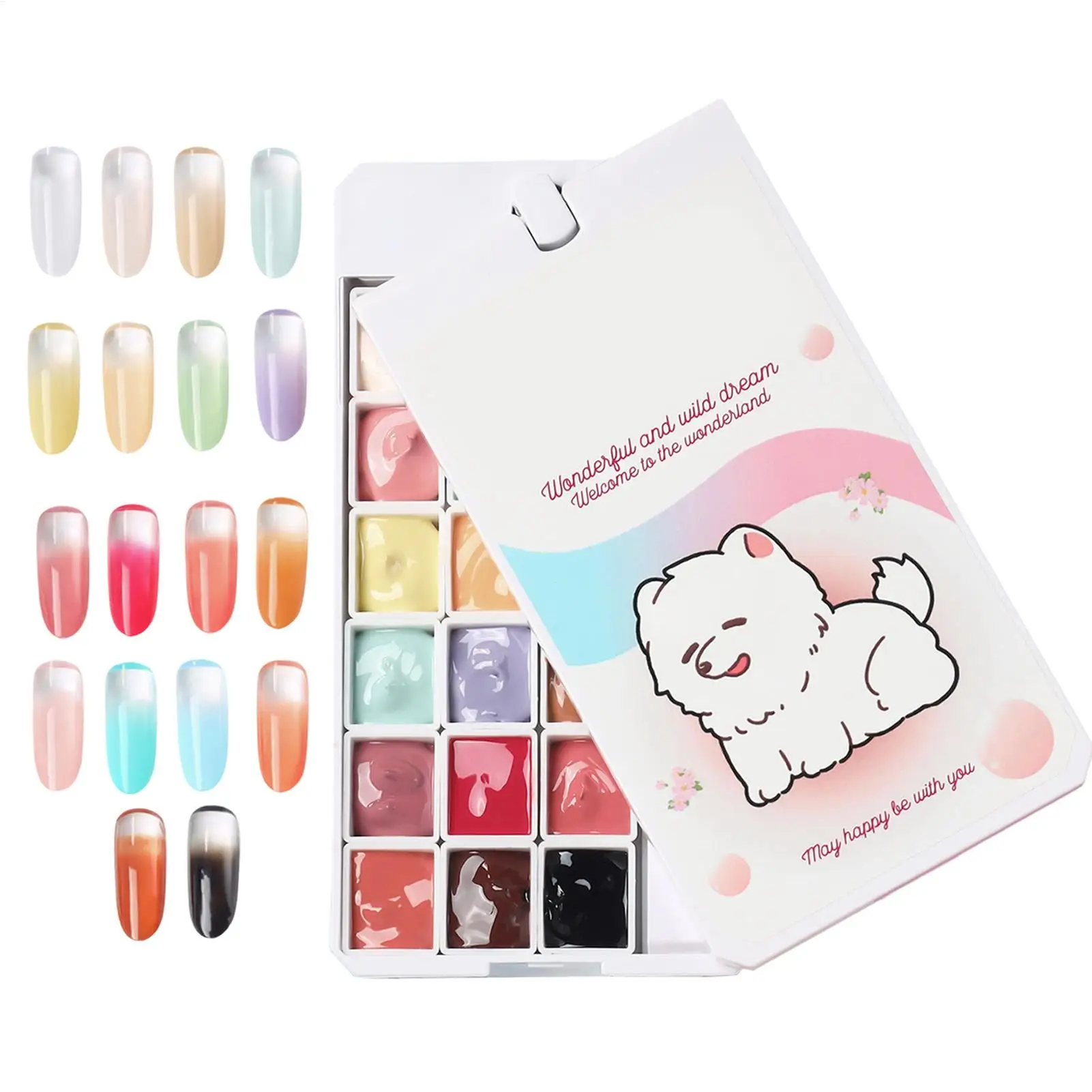 Nuovo Gel per Unghie Effetto Patting 18 Colori Solido e Sfumato, Palette di Gel per Manicure per Donne, Ragazze, Professioniste, Uso Domestico e Salone - immagine 2