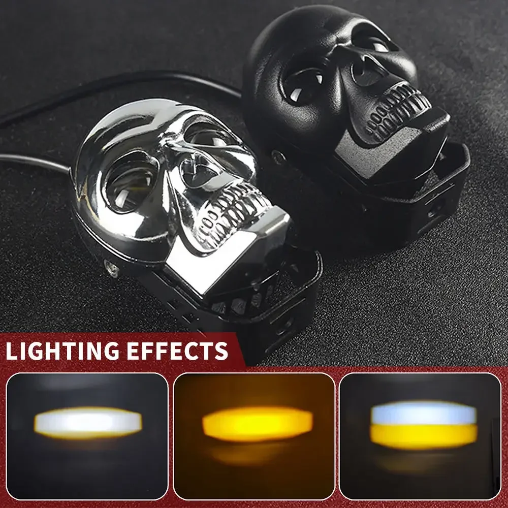 Motorcycle Skull Fog Light LED Skull Shape Waterproof Headlight Motorcycle  High Low Beam Auxiliary Light Motorcycle Accessories - AliExpress, image size:1000x1000