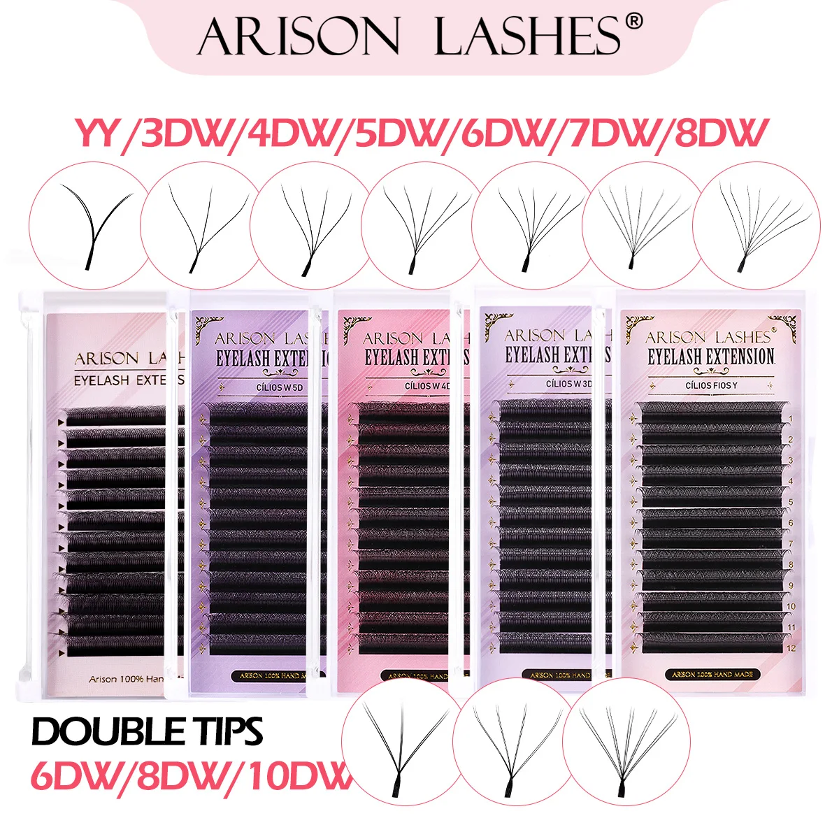 ARISON Multi-Dimensional Volume Eyelash Extensions - Soft Faux Mink Premade Fans