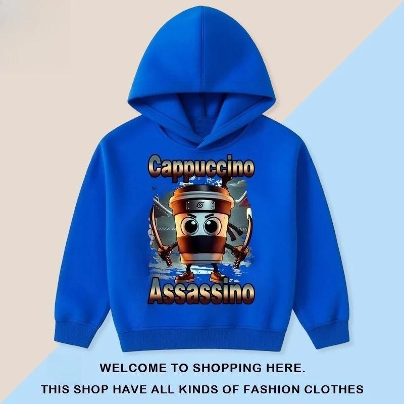 Kids Cartoon Hooded Sweatshirt - Classic Tung Tung Mountains and Seas Design