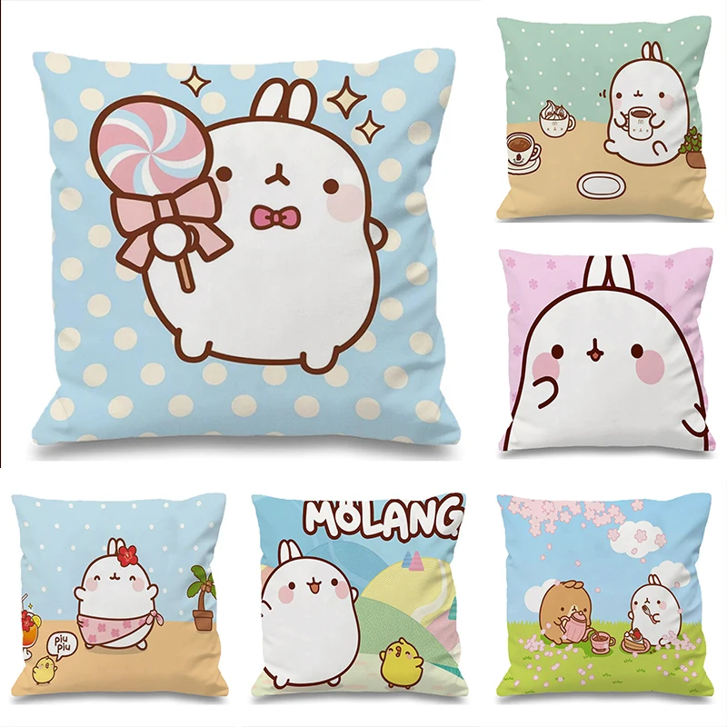 

Molang 45x45 Cushions Covers for Bed Pillows Home Decor Sitting Cushion Child Pillowcase Anime Pillow Cover Decorative Sofa Hugs