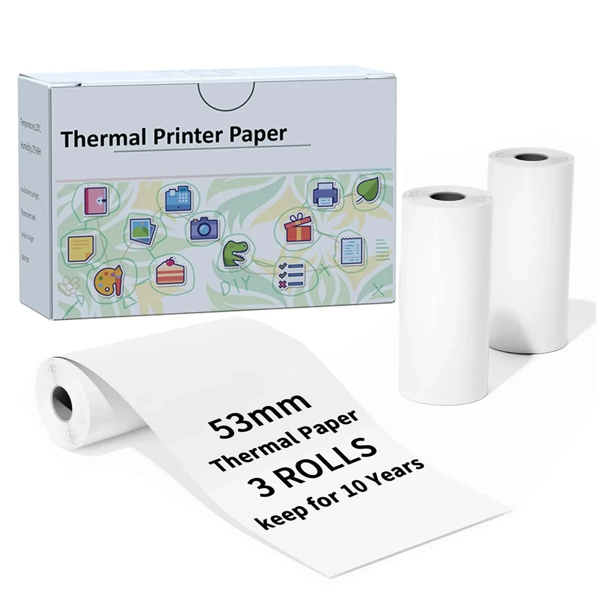 Thermal Paper for T02 Mini Printer 53mm 2" Size Non-Adhesive for T02 M832 M833 M834 Portable Printer
