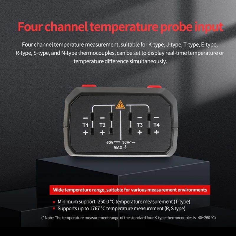 UNI-T UT325F 4채널 디지털 온도계 J/T/E/R/S/N/K 타입 열전대 온도 측정기 고정밀 블루투스