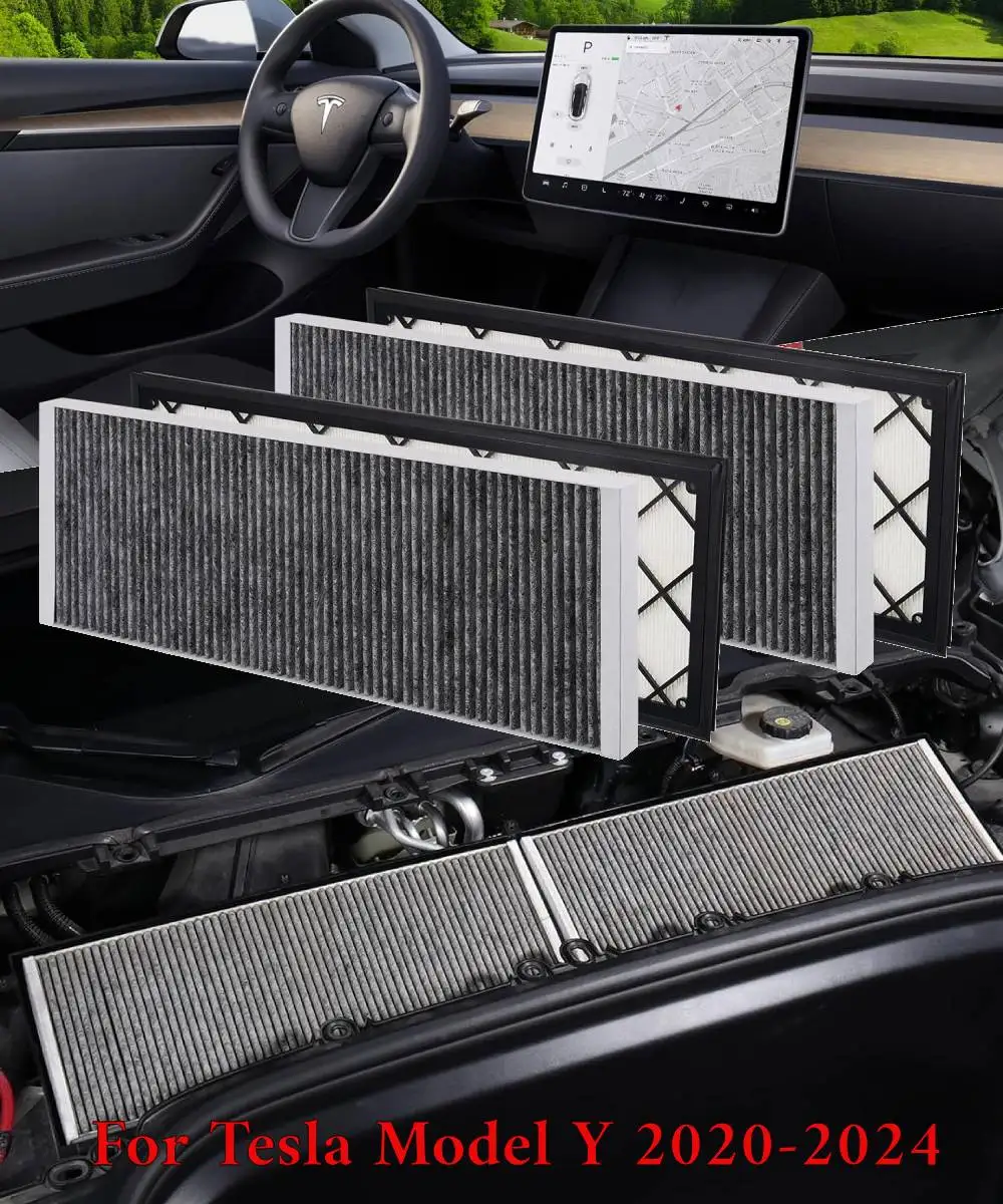 

Tesla Model Y 2024 Cabin Air Filter HEPA Air Intake Filter Replacement with Activated Carbon for 2020-2024 Model Y Accessories