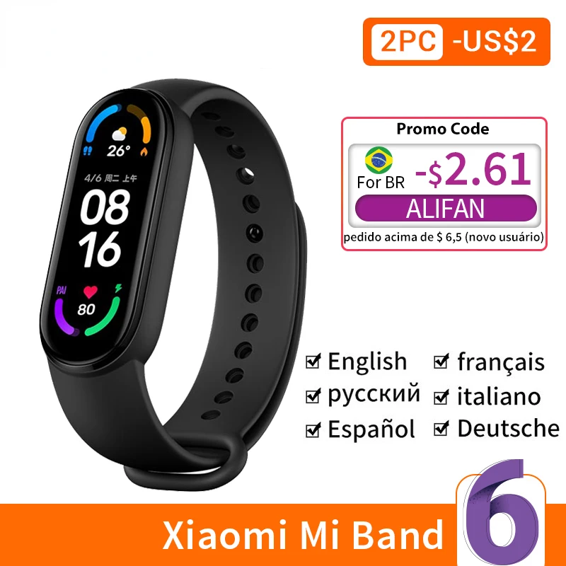Браслет Xiaomi Mi Band 6 intelligent 5 цветов экран AMOLED mi band браслет с оксигентом |