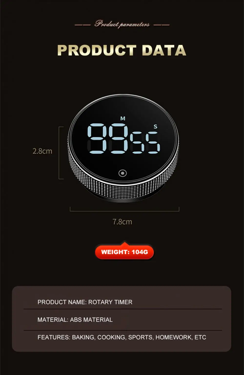 Magnetic Kitchen Timer Digital LED Display Cooking Shower Study Baking LED Counter Stopwatch Reminder Electronic Countdown Timer