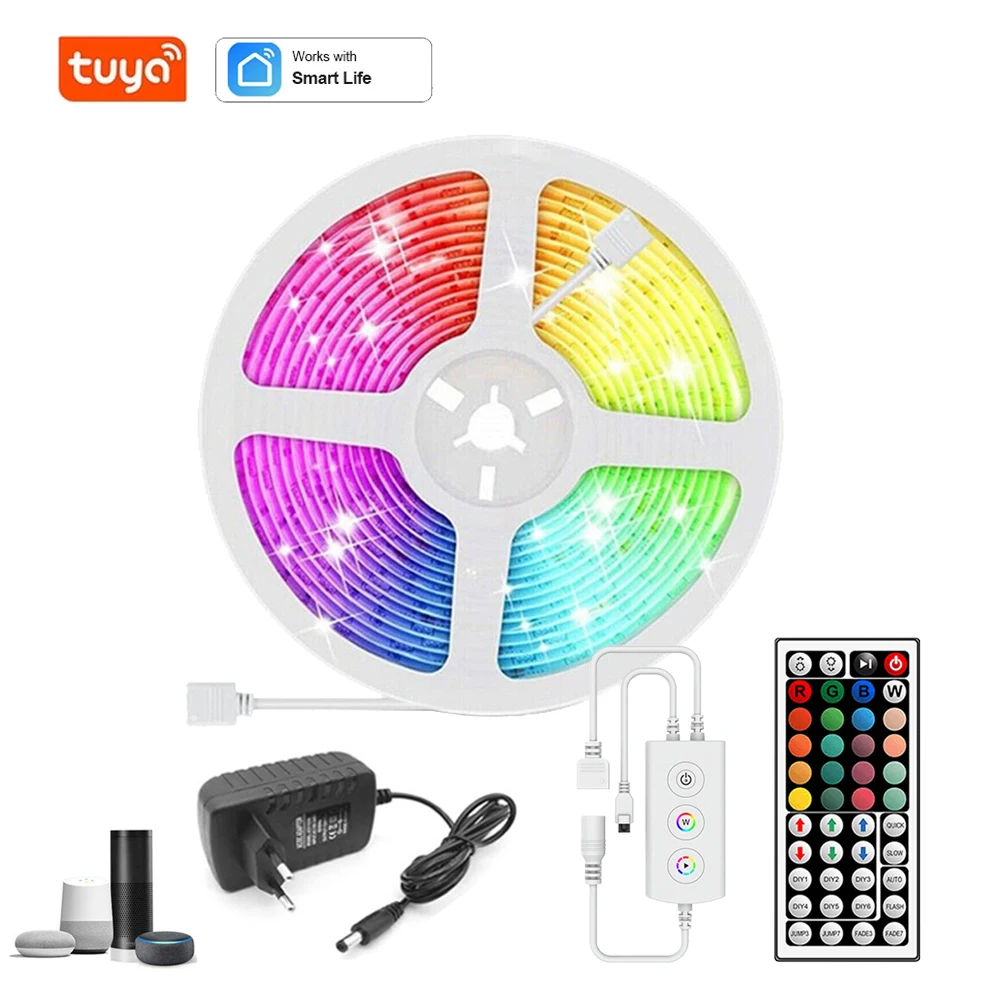 

Tuya Smart Life WiFi RGBW RGBWW Led Strip 5050 Dimmable Light+IR Remote Control 5M 10M Full Kit Voice Control Alexa Google Home