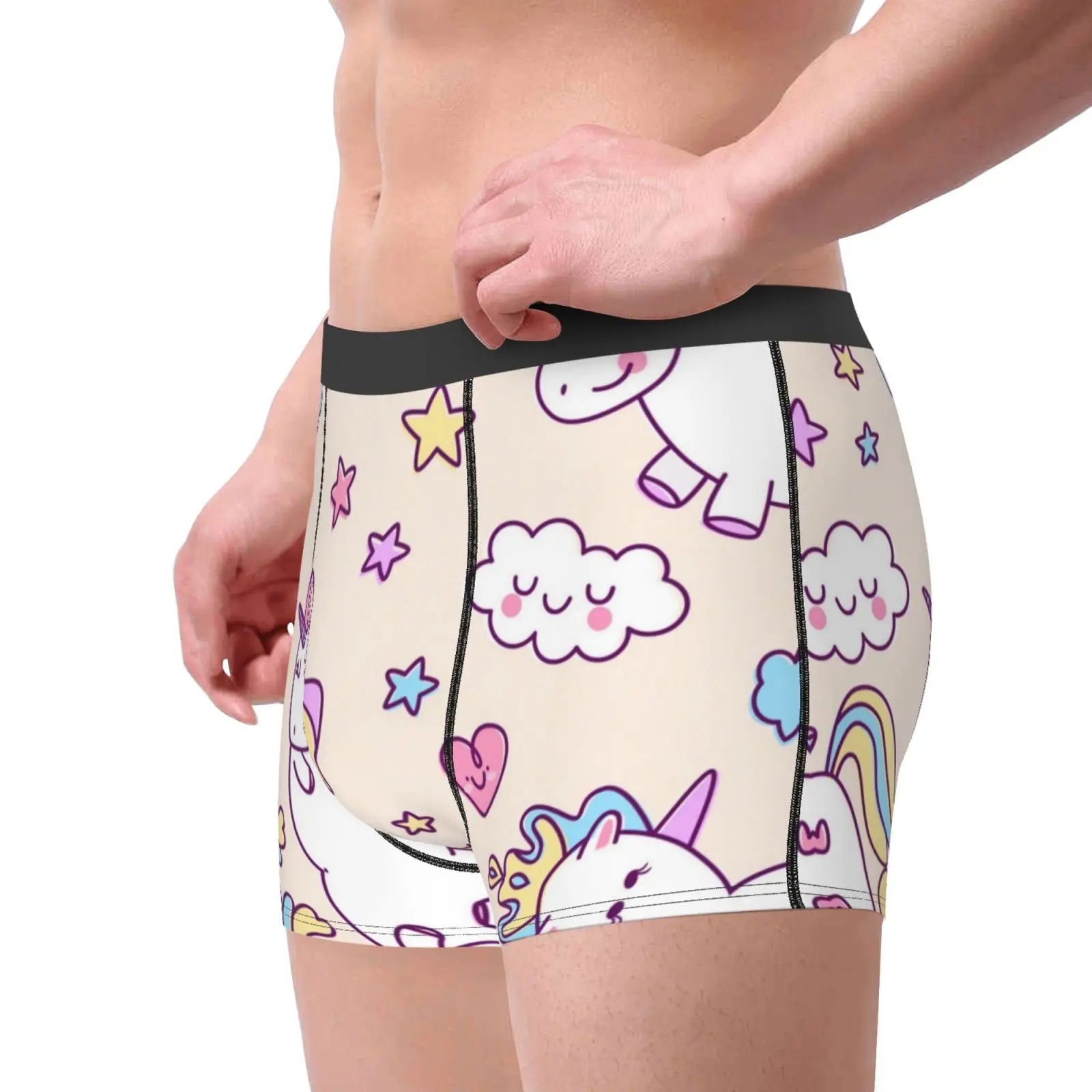 Unicorn Cartoon Male Underpants Double Sides Printed Soft Breathable Machine Wash Boxershorts Men Polyester Print