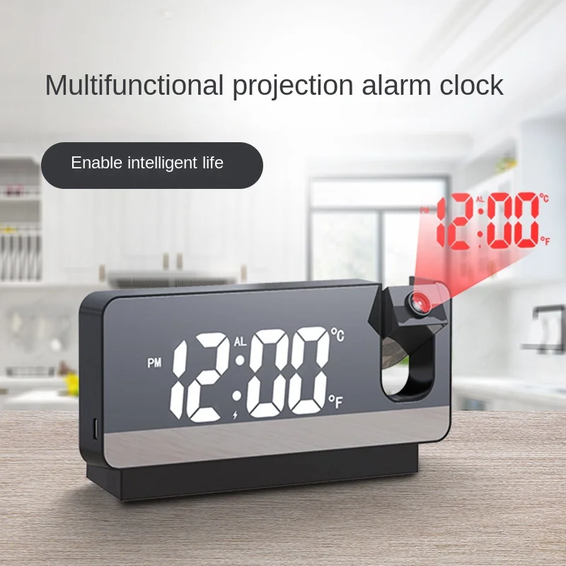 

Luminous Mirror Projection Alarm Clock LED Silent Creative Multifunctional Electronic Projection Digital Alarm Clock