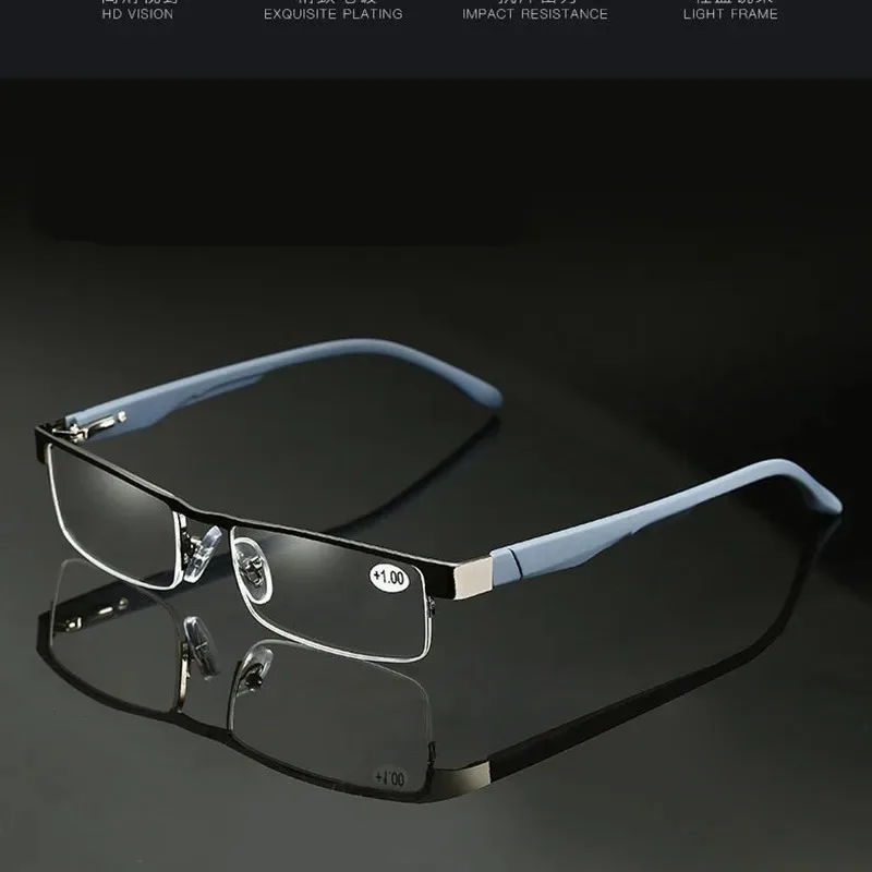 Halbrahmen Lesebrille Herren Business Halbrandlose optische Metallbrille Presbyopie Brillen