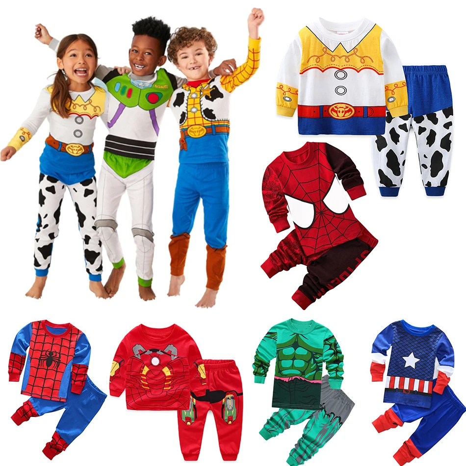 Conjunto de ropa niños, chándal de manga larga con estampado de superhéroes de Marvel, Capitán América, Spiderman| | - AliExpress