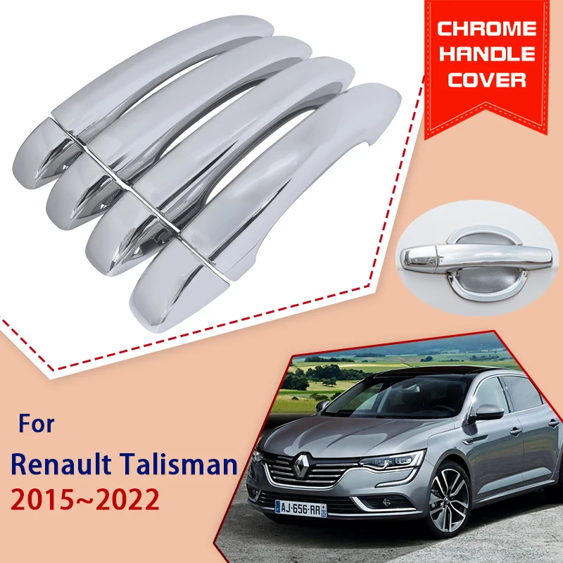 

Chrome Door Handle Cover for Renault Talisman Samsung SM6 2015~2022 Car Parts Decorate Accessories Style Stickers 2016 2017 2018
