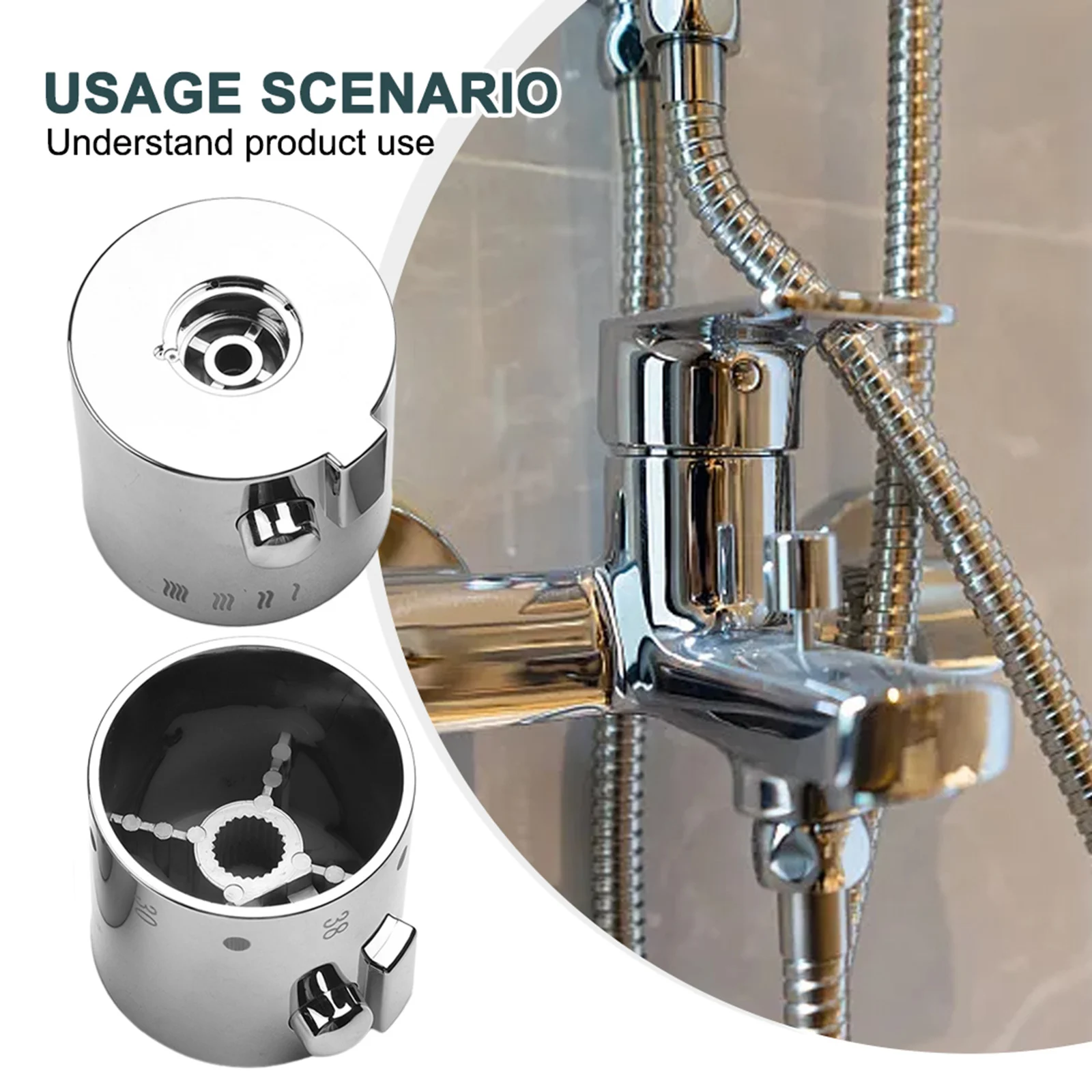 Shower temperature control knob handle chrome replacement for SMA thermostatic bath shower mixer 1 Pair