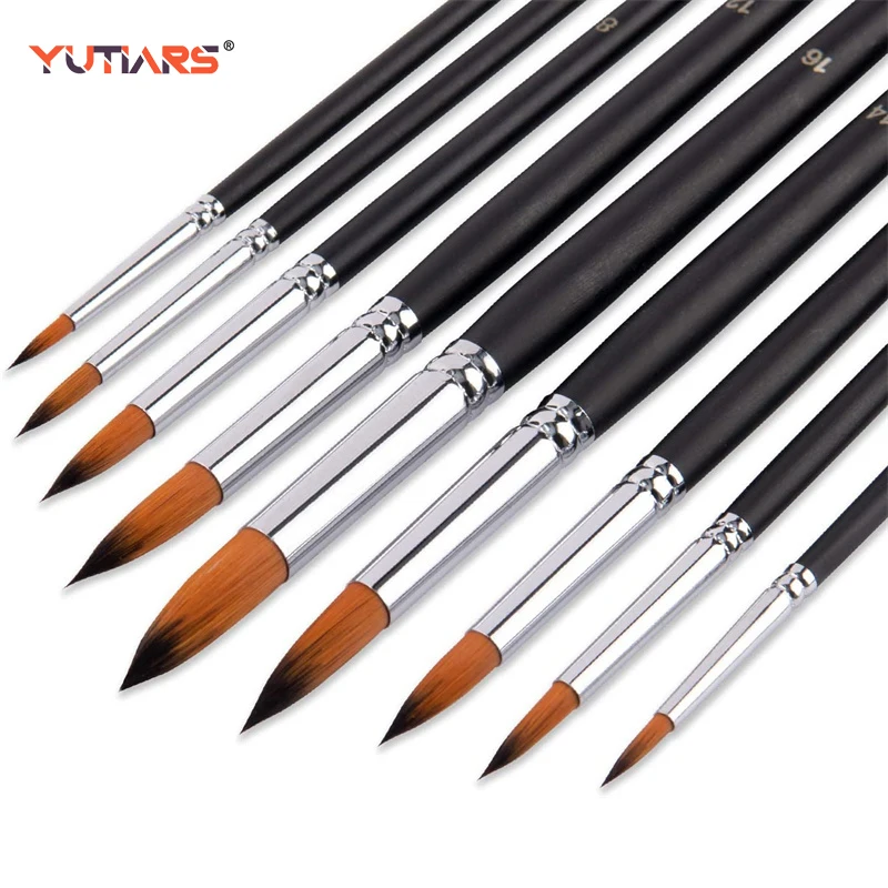 9pcs/set Painting Brushes Set Nylon Hair Paint Brush Round for Watercolor Oil Acrylic Brush pincel para pintura Art Supplies acrylic paint 75ml 12pcs set peinture acrylique tinta acrilica pintura textil para paredes shoe fabric clothes kids art supplies