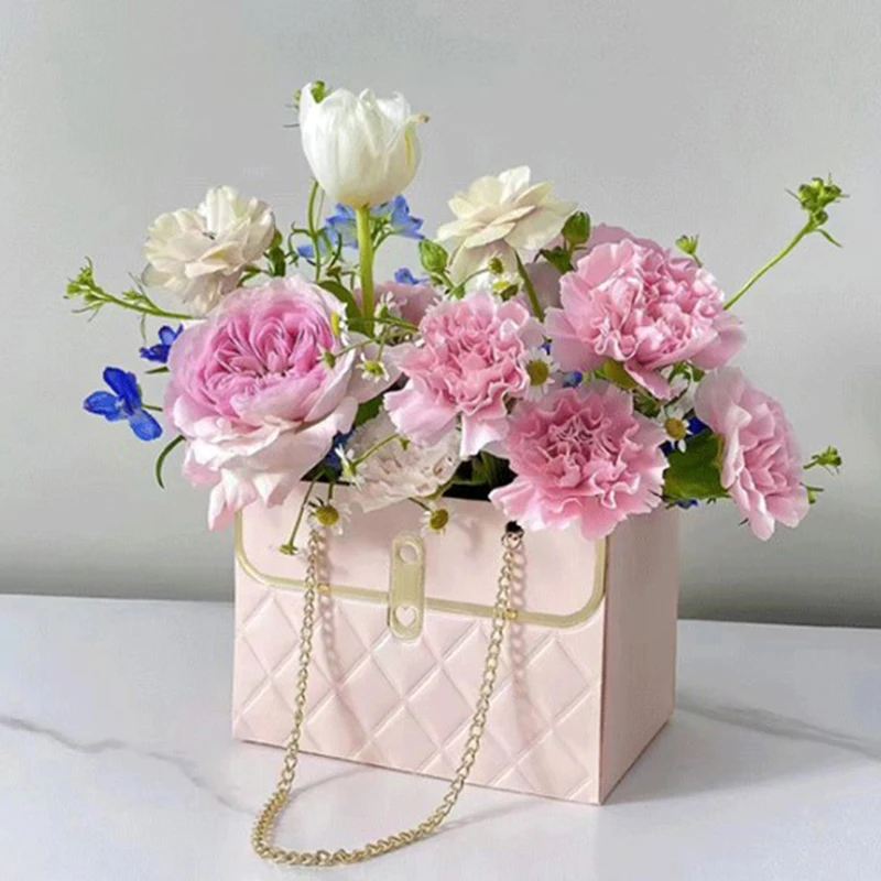 Caja de papel de flores, cubo de almacenamiento, bolsa de floristería con  asa para embalaje de ramos, envoltura floral, suministros de floristería