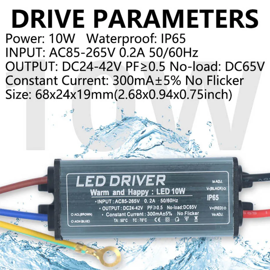 5W 10W 20W 30W 40W 50W Kein Flimmern Wasserdichter LED-Treiber Konstantspannung DC24-42V Netzteil AC85-265V Beleuchtungstransformatoren – Detail 2