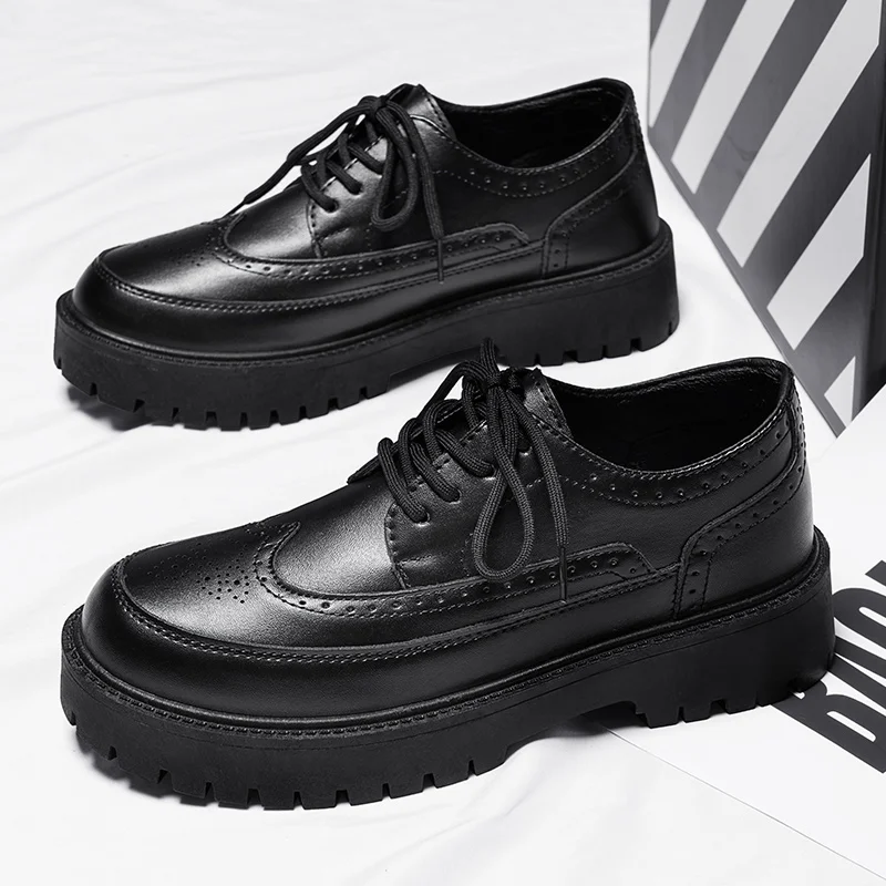 Men's Black Leather Formal Shoes Derby Male Wedding Party Office Business Shoe Man Normal Size
