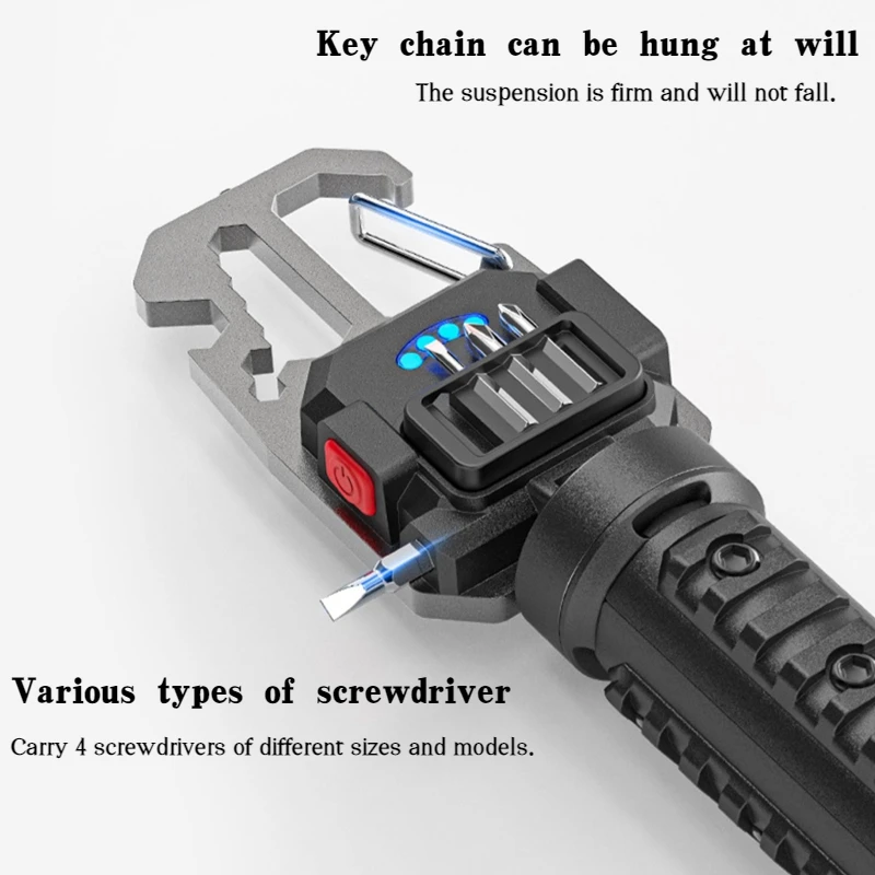Multifunction LED Flashlight Portable Outdoor Camping Work Light Screwdriver Window breaker Wrench Hammer Bottle Opener Lamp led flashlight,camping lamp,led work light,camping lights,work light