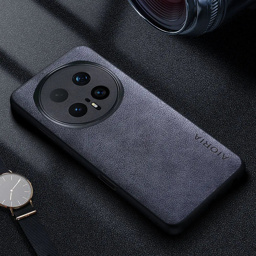Premium Luxury Leather Phone Case: Retro Business Style Solid Color Cover