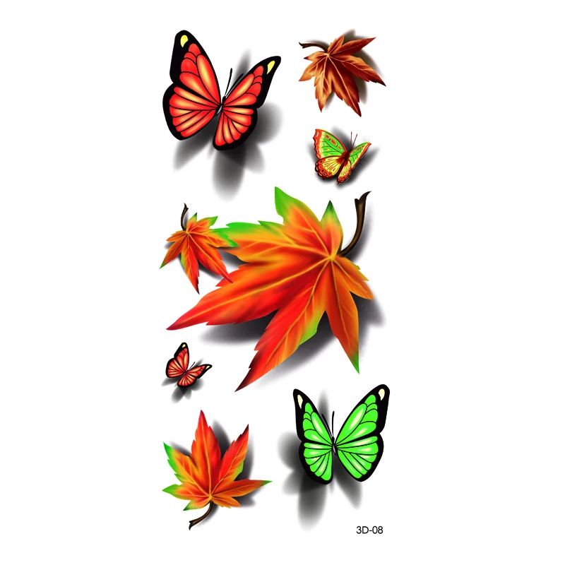 37 Stile 3D Temporäre Tattoos Aufkleber Schleife Schmetterling Rose Blume Flash Tattoo Feder Früchte Tiere Fake Tatoo Frauen – Detail 8