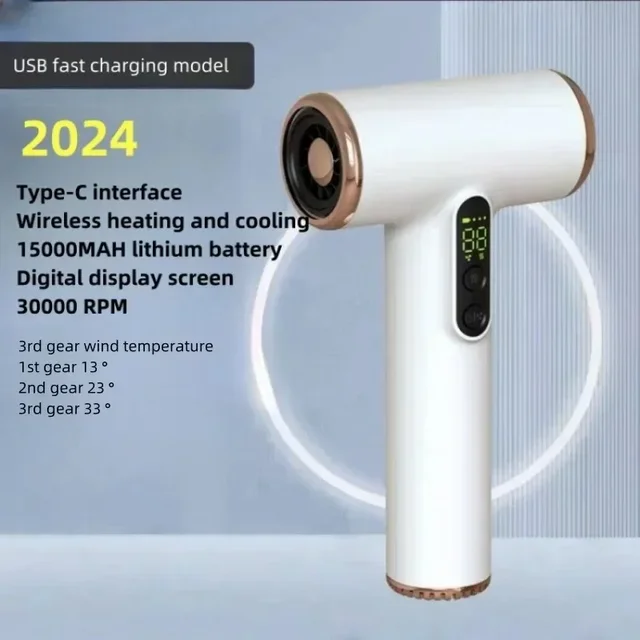 Portable Wireless Hair Dryer 30000 Rpm High-Speed Cold Warm Wind Negative Ions Travel /Outdoor USB Charging