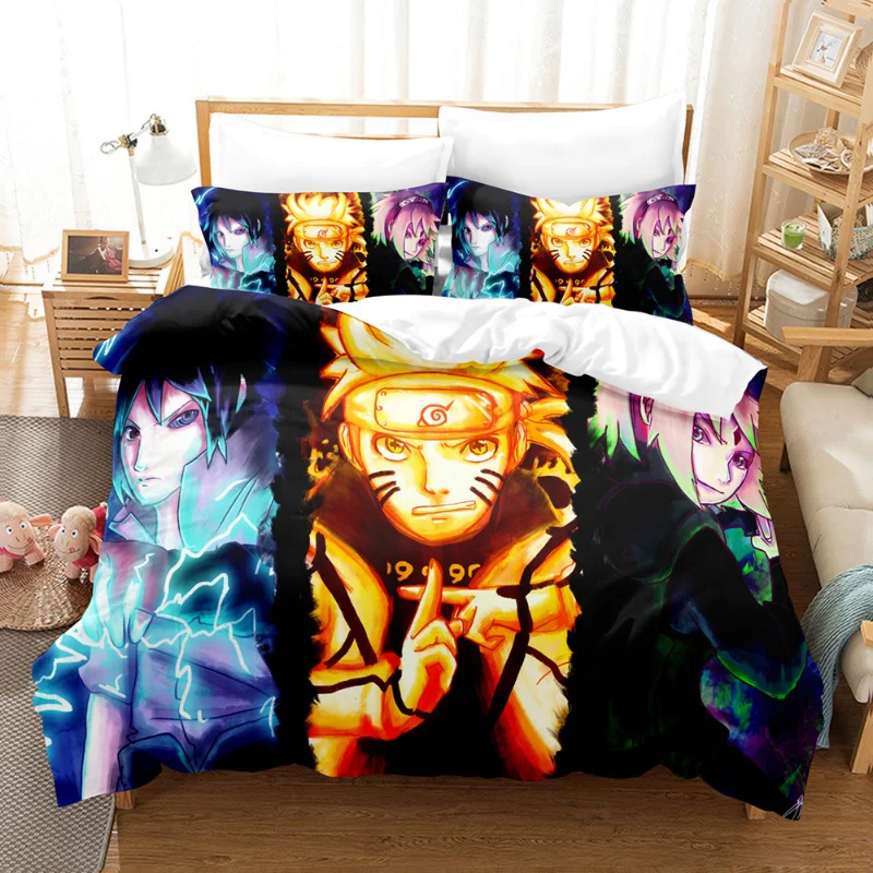 Anime Naruto & Sasuke 3d Impresso Roupa de cama Conjunto de