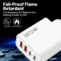 120W 4 Port USB C Charger PD3.0 Fast Charging Station Data Cable Wall Adapter For iPhone Samsung Xiaomi Redmi Huawei EU US Plug 4