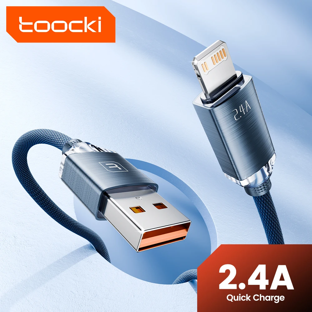Toocki 2.4A USB Cable To Lightning For iPhone 11 12 PD20W Fast Charging USB Wire For iPhone 13 14 X XR Pro Max 480Mbps Data Cord