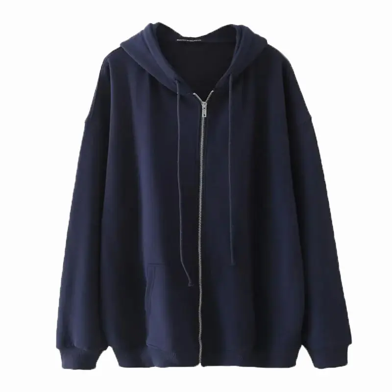 

2024 Casual Hooded Zipper Cotton Sweatshirts For Women Clothing Spring Autumn Thin Loose Chic Cardigan Coat Jackets Girls BC525