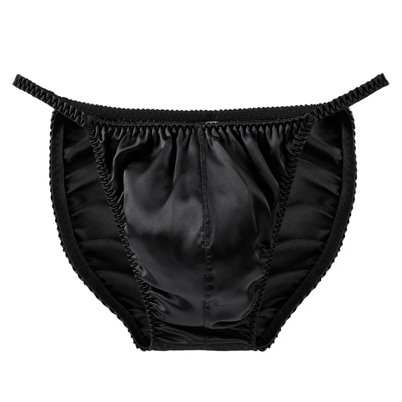 

Sexy 100% Mulberry Silk Men Briefs Thin Band Male Panties Solid Color Man U Convex Pouch Sports Underwear Breathable Underpants